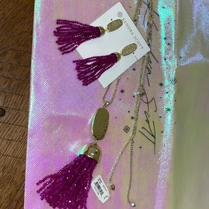 Kendra Scott purple and gold necklace and earrings sold together or separately